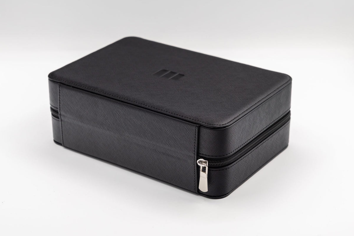 Collector — 8 Watch Case — Nero saffiano, closed