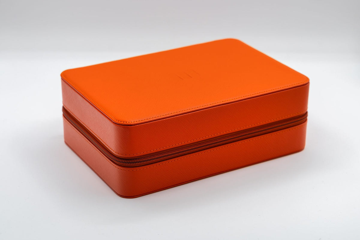 Collector — 8 Watch Case — Arancio saffiano, closed
