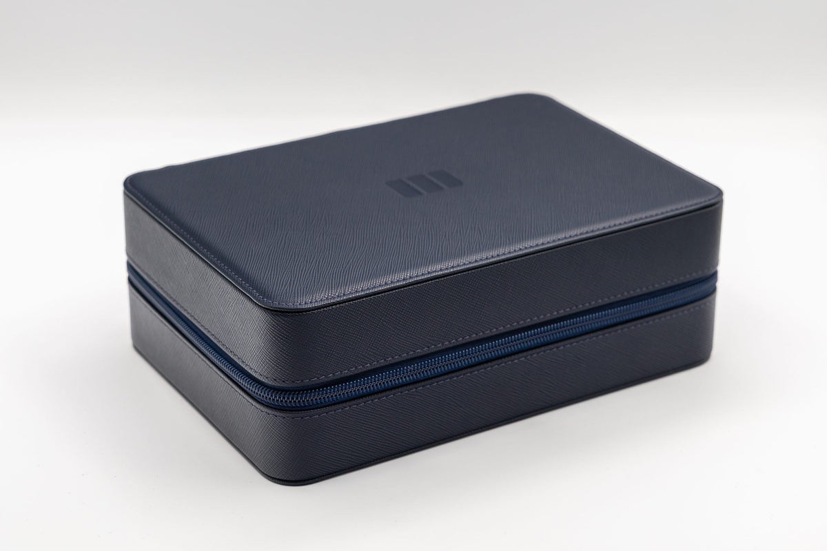 Collector — 8 Watch Case — Navy saffiano, closed