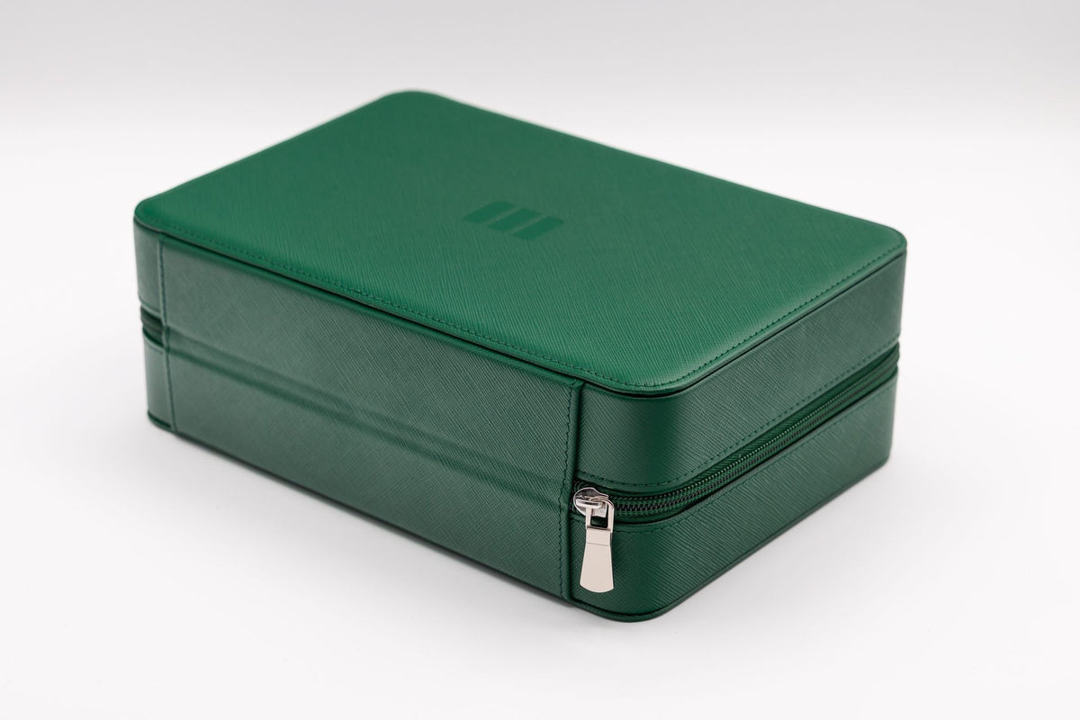 Collector — 8 Watch Case — Verde saffiano, closed